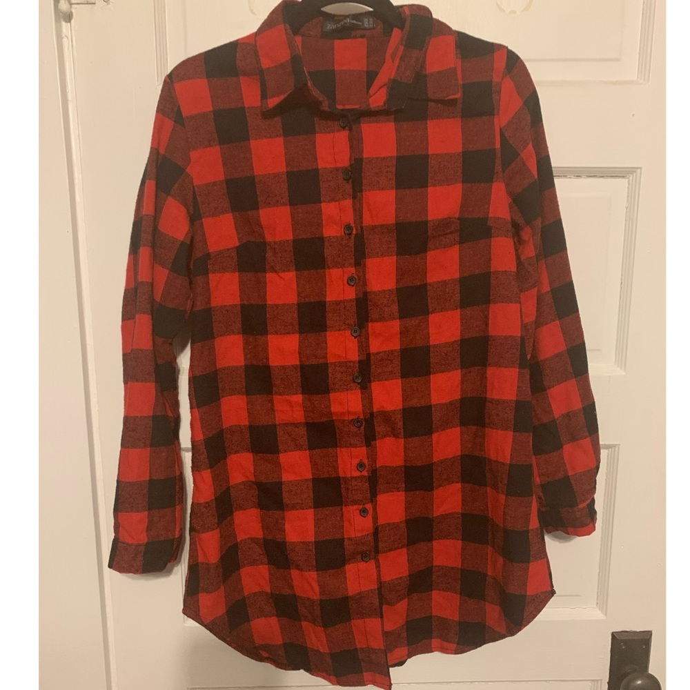 Zanzea sz. 10 Red/Black Buffalo Plaid Tunic